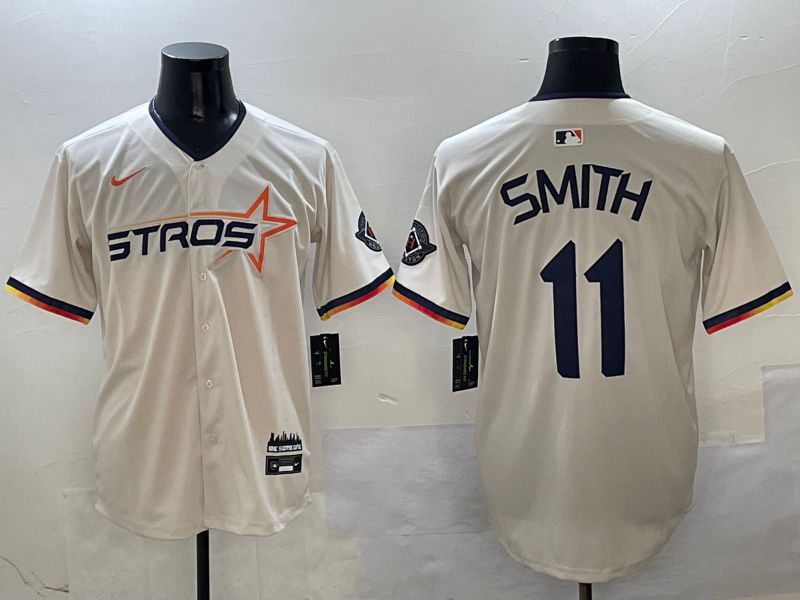 Men Houston Astros #11 Smith Cream three generations Joint Name Nike 2025 MLB Jersey style 1->houston astros->MLB Jersey